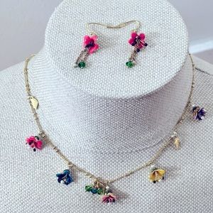 Les Nereides Paris floral necklace and earring set